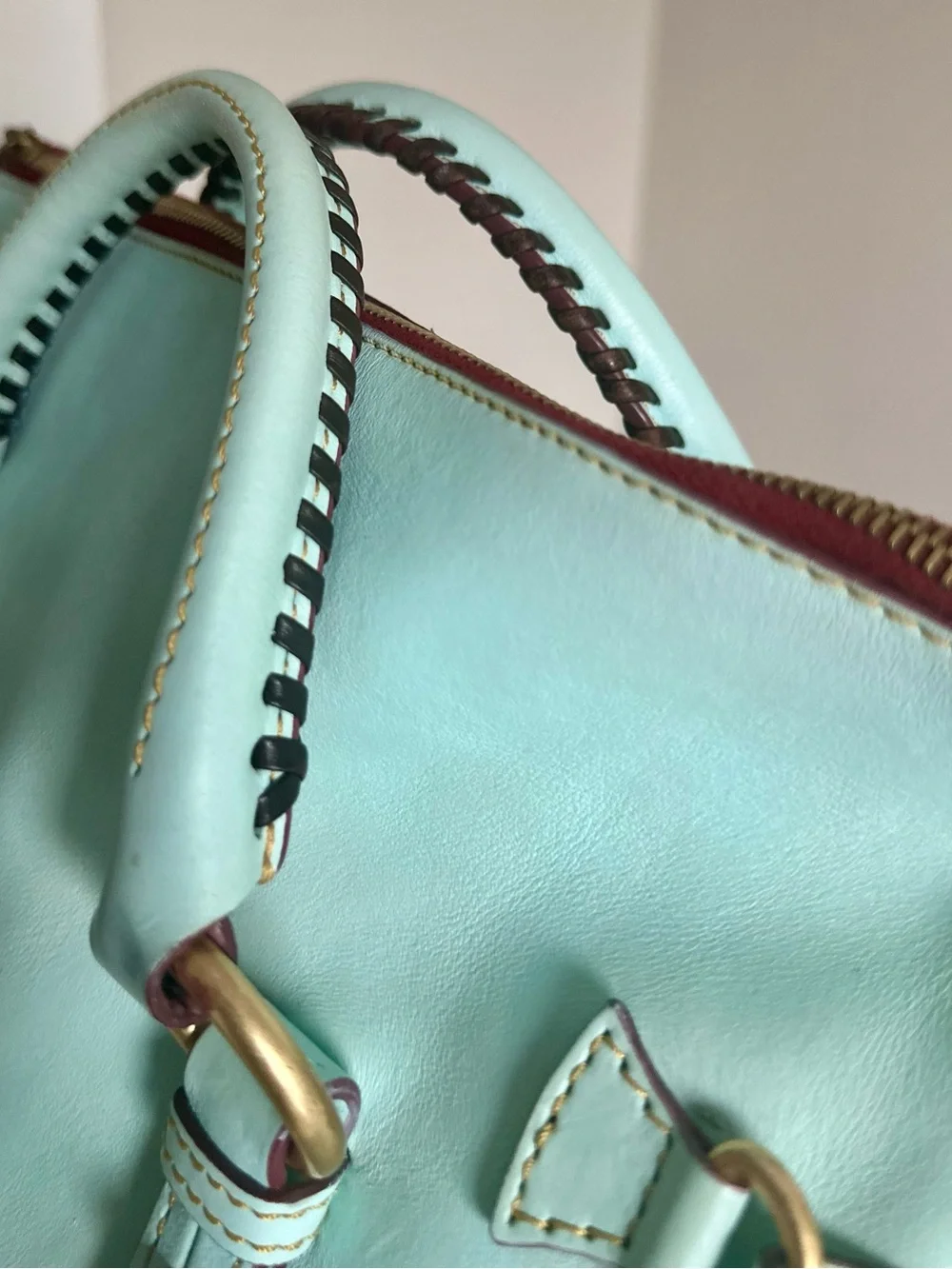 Dooney & Bourke Leather Florentine Satchel in Pale Blue